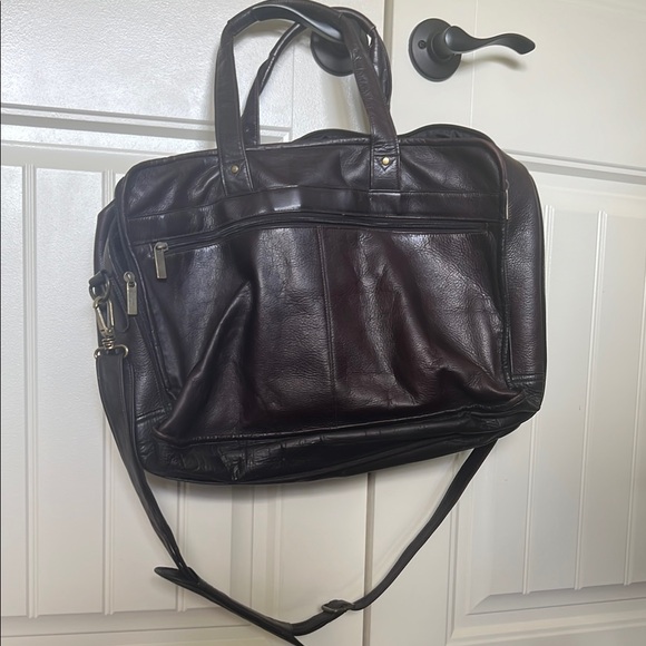 Beautiful Brown Genuine Leather Bag EUC - Picture 1 of 11